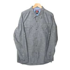 Quiksilver Gray XL Shirt Long Sleeve Button Up Casual Hipster Surf Skate Utility